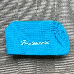 Blue Bridesmaid Waffle Makeup Bag
